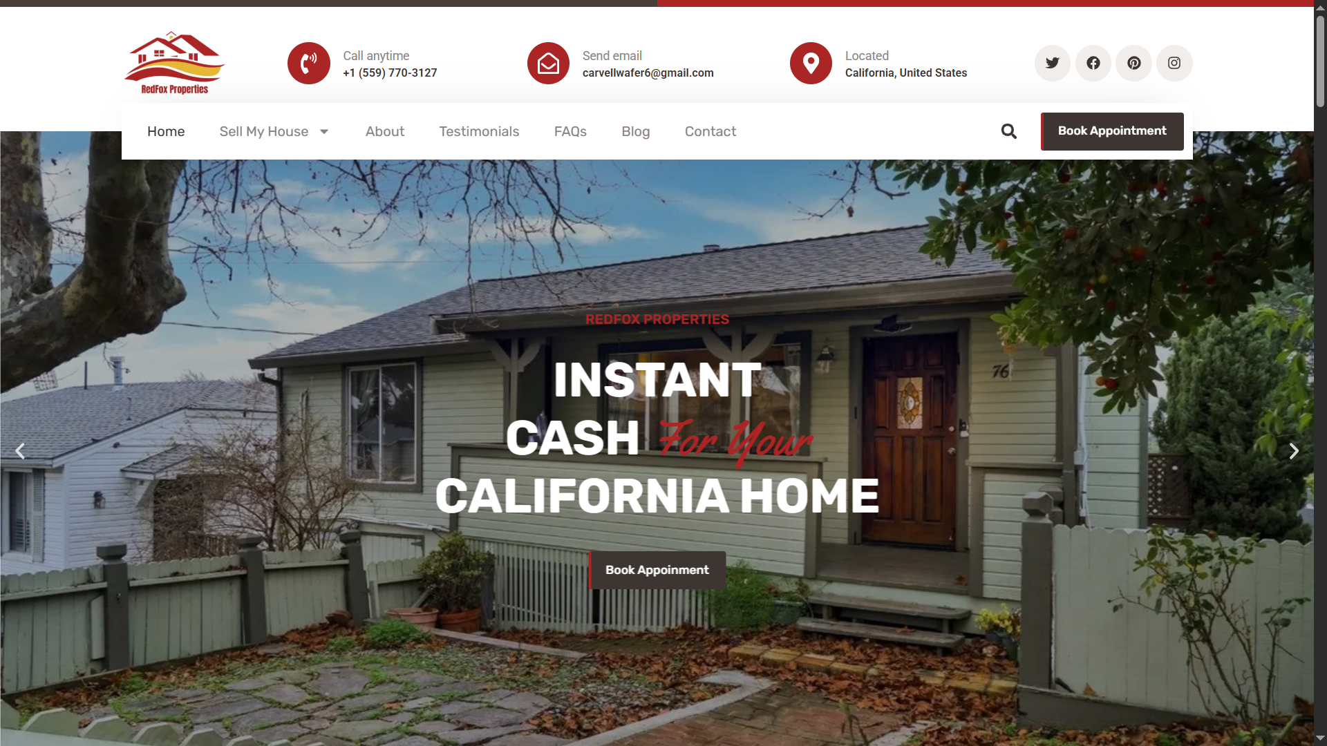 RedFox Properties website homepage.