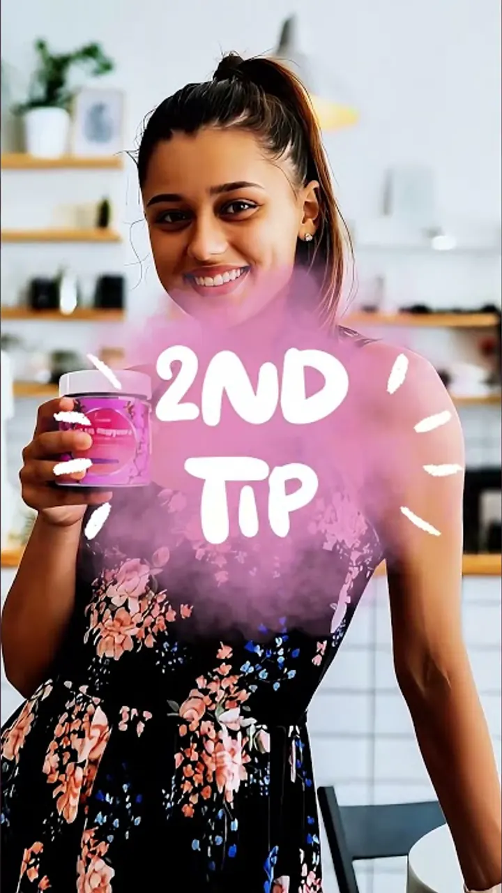 A creator holding a pink FemClarity product jar beside a second-tip graphic.